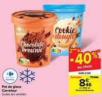 Promotions Pot de glace carrefour chocolat brownie - Produit maison - Carrefour  - Valide de 29/05/2024 à 10/06/2024 chez Carrefour