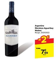 Promotions Argentine mendoza aguaribay malbec rouge - Vins rouges - Valide de 29/05/2024 à 10/06/2024 chez Carrefour