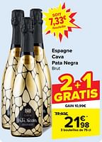Promotions Espagne cava pata negra brut - Mousseux - Valide de 29/05/2024 à 10/06/2024 chez Carrefour
