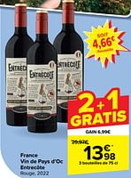 Promotions France vin de pays d’oc entrecôte rouge - Vins rouges - Valide de 29/05/2024 à 10/06/2024 chez Carrefour