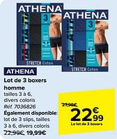Promotions Lot de 3 boxers homme - Athena - Valide de 29/05/2024 à 10/06/2024 chez Carrefour