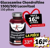 Promotions Glucosamine chondroitine 1500-500 lucovitaal - Lucovitaal - Valide de 28/05/2024 à 09/06/2024 chez Kruidvat