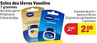 Promotions Haume a lévres original en pot vaseline - Vaseline  - Valide de 28/05/2024 à 09/06/2024 chez Kruidvat