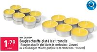 Promotions Bougies chauffe-plat à la citronnelle - HOME CREATION - Valide de 05/06/2024 à 09/06/2024 chez Aldi