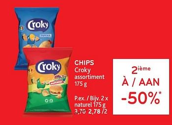Promotions Chips croky naturel - Croky - Valide de 05/06/2024 à 18/06/2024 chez Alvo