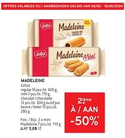 Promotions Madeleine lotus mini madeleine - Lotus Bakeries - Valide de 05/06/2024 à 18/06/2024 chez Alvo