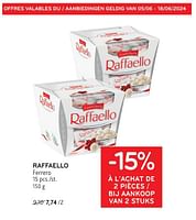 Promotions Raffaello ferrero - Ferrero - Valide de 05/06/2024 à 18/06/2024 chez Alvo