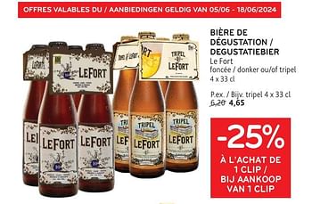 Promotions Bière de dégustation tripel - Lefort - Valide de 05/06/2024 à 18/06/2024 chez Alvo