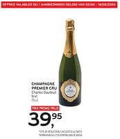 Promotions Champagne premier cru charles dauteuil brut - Champagne - Valide de 05/06/2024 à 18/06/2024 chez Alvo