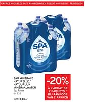 Promotions Eau minérale naturelle spa reine - Spa - Valide de 05/06/2024 à 18/06/2024 chez Alvo