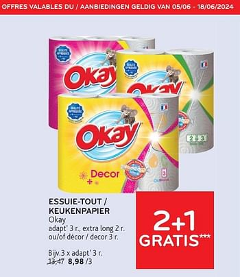 Promotions Essuie-tout okay adapt’ 3 r. - Okay - Valide de 05/06/2024 à 18/06/2024 chez Alvo