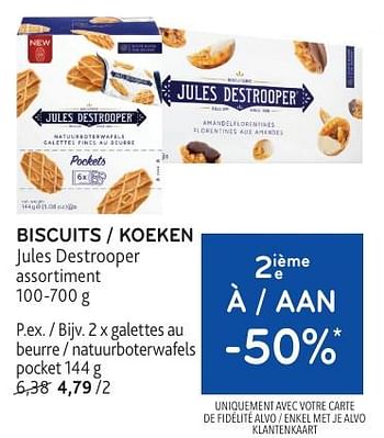 Promotions Galettes au beurre - Jules Destrooper - Valide de 05/06/2024 à 18/06/2024 chez Alvo