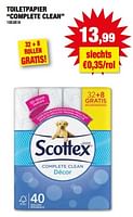 Promoties Toiletpapier complete clean - Scottex - Geldig van 29/05/2024 tot 09/06/2024 bij Hubo