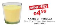 Promoties Kaars citronella - Huismerk - Trafic  - Geldig van 29/05/2024 tot 03/06/2024 bij Trafic