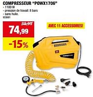 Promotions Powerplus compresseur powx1706 - Powerplus - Valide de 29/05/2024 à 09/06/2024 chez Hubo