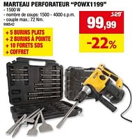 Promotions Powerplus marteau perforateur powx1199 - Powerplus - Valide de 29/05/2024 à 09/06/2024 chez Hubo