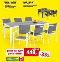 Promotions Table melia + 6 chaise calvia - Garden Plus  - Valide de 29/05/2024 à 09/06/2024 chez Hubo