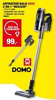 Promotions Domo elektro aspirateur balai accu 2-en-1 do243sv - Domo elektro - Valide de 29/05/2024 à 09/06/2024 chez Hubo