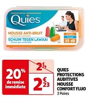 Promoties Quies protections auditives mousse confort fluo - Quies - Geldig van 28/05/2024 tot 17/06/2024 bij Auchan