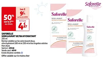 Promoties Saforelle soin lavant ultra hydratant - SAFORELLE - Geldig van 28/05/2024 tot 17/06/2024 bij Auchan