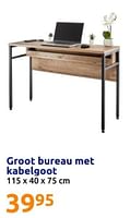 Promoties Groot bureau met kabelgoot - Huismerk - Action - Geldig van 29/05/2024 tot 04/06/2024 bij Action