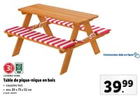 Promotions Table de pique-nique en bois - Livarno - Valide de 05/06/2024 à 11/06/2024 chez Lidl