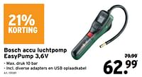 Promoties Bosch accu luchtpomp easypump 3,6v - Bosch - Geldig van 22/05/2024 tot 18/06/2024 bij Gamma