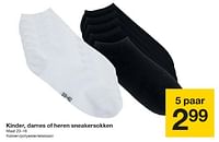 Promoties Kinder, dames of heren sneakersokken - Huismerk - Zeeman  - Geldig van 01/06/2024 tot 14/06/2024 bij Zeeman