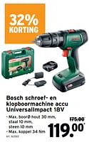 Promoties Bosch schroef- en klopboormachine accu universalimpact 18v - Bosch - Geldig van 22/05/2024 tot 18/06/2024 bij Gamma