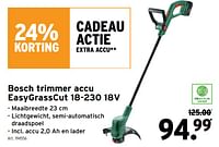 Promoties Bosch trimmer accu easygrasscut 18-230 18v - Bosch - Geldig van 22/05/2024 tot 18/06/2024 bij Gamma