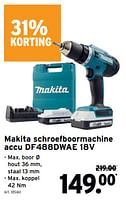 Promoties Makita schroefboormachine accu df488dwae 18v - Makita - Geldig van 22/05/2024 tot 18/06/2024 bij Gamma