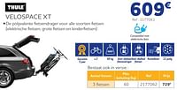 Promoties Platform fietsdrager op trekhaak velospace xt - Thule - Geldig van 01/05/2024 tot 04/06/2024 bij Auto 5