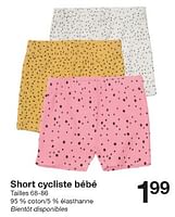 Promotions Short cycliste bébé - Produit maison - Zeeman  - Valide de 01/06/2024 à 14/06/2024 chez Zeeman
