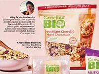 Promotions Croustillant chocolat, carrefour bio - Produit maison - Carrefour  - Valide de 31/05/2024 à 30/06/2024 chez Carrefour
