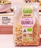 Promotions Granola avec quinoa, carrefour bio - Produit maison - Carrefour  - Valide de 31/05/2024 à 30/06/2024 chez Carrefour