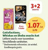 Promoties Catisfactions, whiskas en sheba snacks kat - Huismerk - Maxi Zoo - Geldig van 05/06/2024 tot 10/06/2024 bij Maxi Zoo