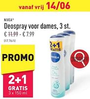 Promoties Deospray voor dames - Nivea - Geldig van 10/06/2024 tot 16/06/2024 bij Aldi