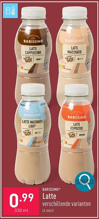 Promoties Latte - BARISSIMO - Geldig van 10/06/2024 tot 16/06/2024 bij Aldi