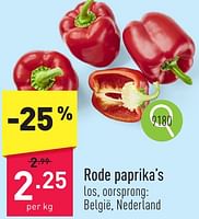 Promoties Rode paprika’s - Huismerk - Aldi - Geldig van 10/06/2024 tot 16/06/2024 bij Aldi
