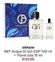 Promoties Armani set acqua di gio edp + travel size - Armani - Geldig van 02/06/2024 tot 09/06/2024 bij ICI PARIS XL