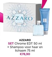 Promoties Azzaro set chrome edt + shampoo voor haar en lichaam - Azzaro - Geldig van 02/06/2024 tot 09/06/2024 bij ICI PARIS XL