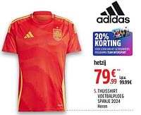 Promoties Thuisshirt voetbalploeg spanje 2024 heren - Adidas - Geldig van 28/05/2024 tot 16/06/2024 bij Intersport
