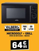 Promoties Valberg microgolf + grill mwo 20 gm k343c - Valberg - Geldig van 29/05/2024 tot 09/06/2024 bij Electro Depot