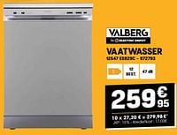 Promoties Valberg vaatwasser 12s47 es929c - Valberg - Geldig van 29/05/2024 tot 09/06/2024 bij Electro Depot