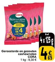 Promoties Geroosterde en gezouten cashewnoten cora - Huismerk - Cora - Geldig van 04/06/2024 tot 10/06/2024 bij Cora