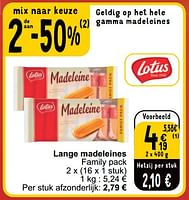 Promoties Lange madeleines - Lotus Bakeries - Geldig van 04/06/2024 tot 10/06/2024 bij Cora