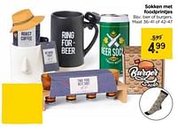 Promoties Sokken met foodprintjes bier of burgers - Huismerk - Xenos - Geldig van 02/06/2024 tot 15/06/2024 bij Xenos