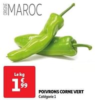 Promoties Poivrons corne vert - Huismerk - Auchan - Geldig van 04/06/2024 tot 10/06/2024 bij Auchan