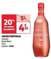 Promoties Vin du portugal lancers rosé - Rosé wijnen - Geldig van 04/06/2024 tot 10/06/2024 bij Auchan