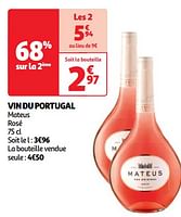 Promoties Vin du portugal mateus rosé - Rosé wijnen - Geldig van 04/06/2024 tot 10/06/2024 bij Auchan
